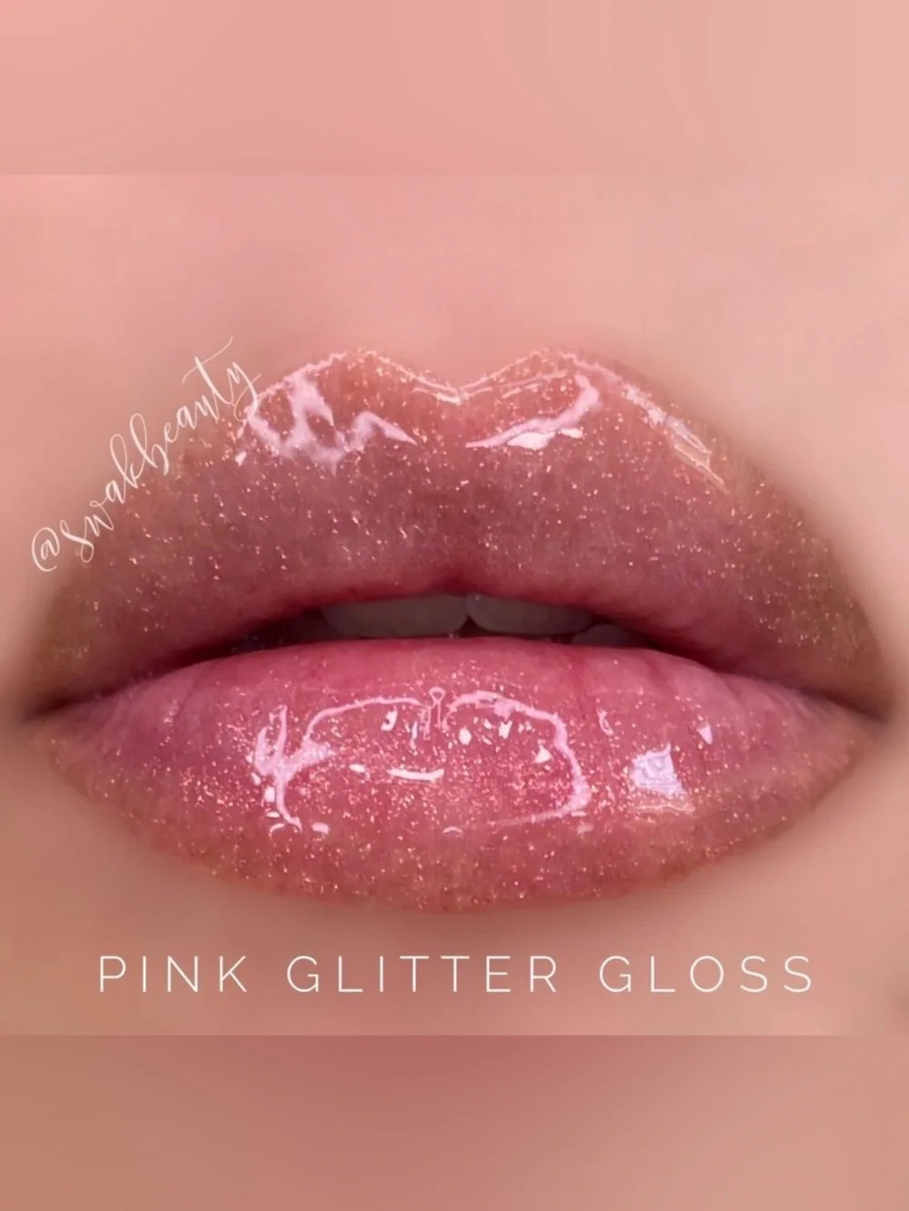 Pink Glitter Lip Gloss - Clear Shiny Finish Lipsense Gloss